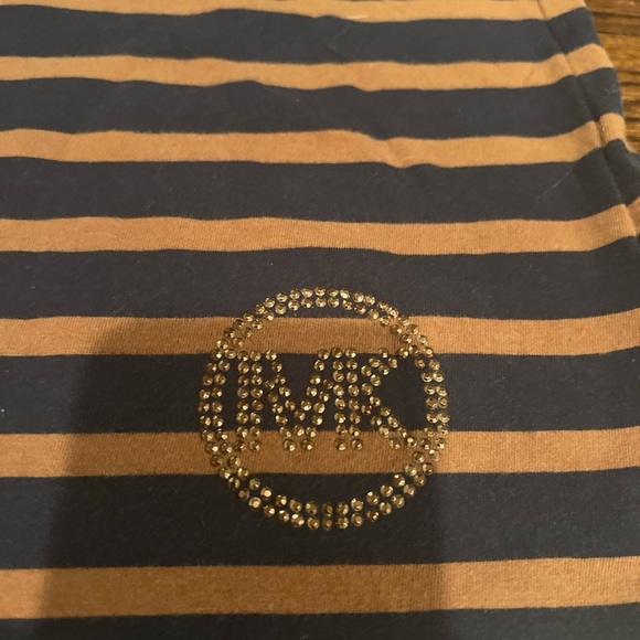 Michael Kors Size S Navy Brown Striped Tank Top MK  Logo - Picture 3 of 4